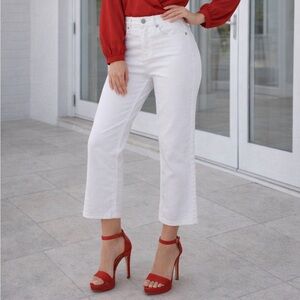 Lee Women Size 10 White Cropped Ankle Jeans Zipper Closure and one front button